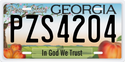 GA license plate PZS4204