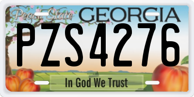 GA license plate PZS4276