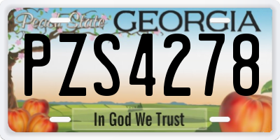 GA license plate PZS4278