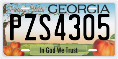 GA license plate PZS4305