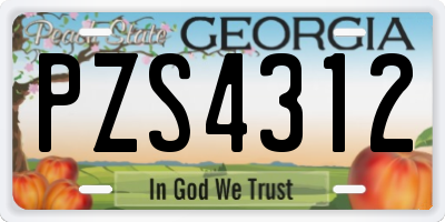 GA license plate PZS4312