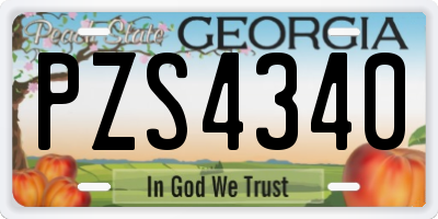 GA license plate PZS4340