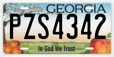 GA license plate PZS4342