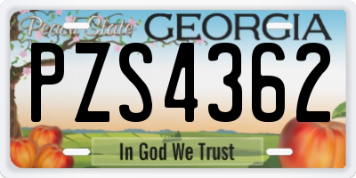 GA license plate PZS4362
