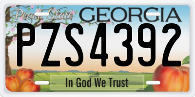 GA license plate PZS4392