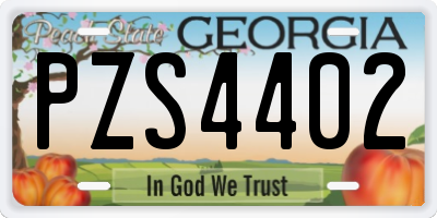 GA license plate PZS4402
