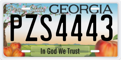 GA license plate PZS4443