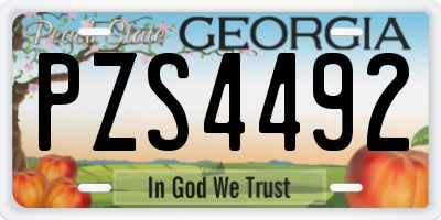 GA license plate PZS4492