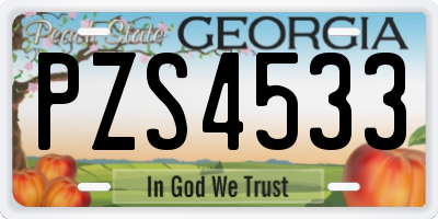 GA license plate PZS4533