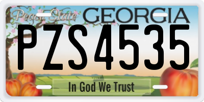 GA license plate PZS4535