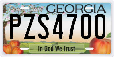 GA license plate PZS4700