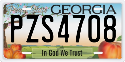 GA license plate PZS4708