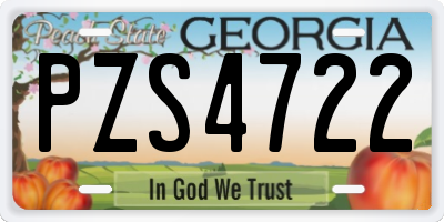 GA license plate PZS4722