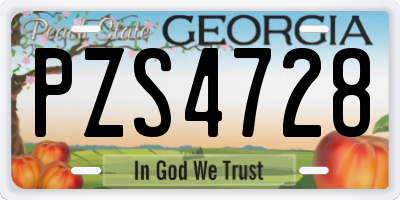 GA license plate PZS4728