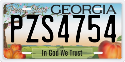 GA license plate PZS4754