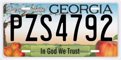 GA license plate PZS4792