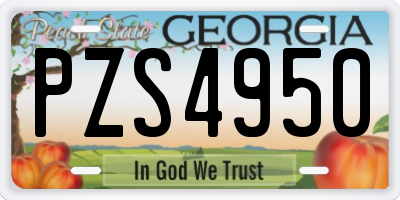 GA license plate PZS4950