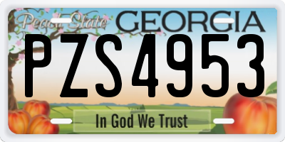 GA license plate PZS4953