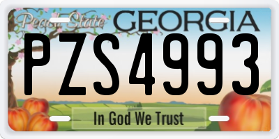 GA license plate PZS4993