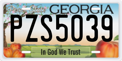 GA license plate PZS5039