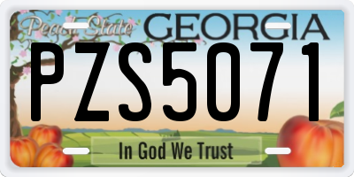 GA license plate PZS5071