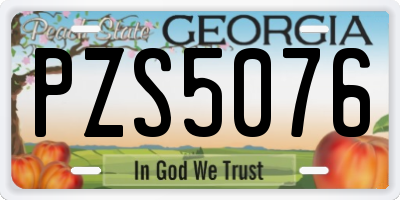 GA license plate PZS5076