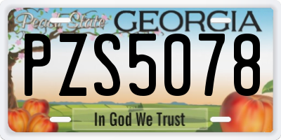 GA license plate PZS5078