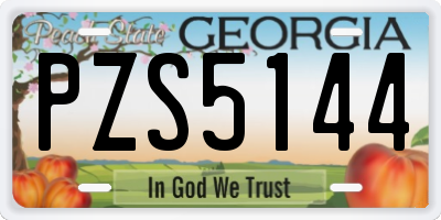 GA license plate PZS5144