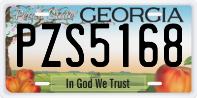 GA license plate PZS5168