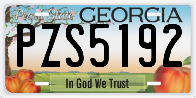 GA license plate PZS5192
