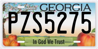 GA license plate PZS5275