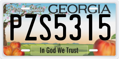 GA license plate PZS5315