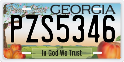 GA license plate PZS5346