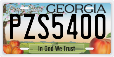GA license plate PZS5400