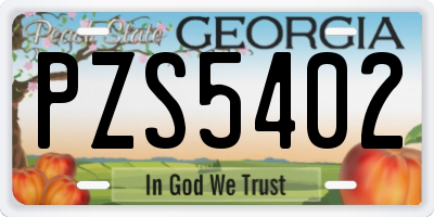 GA license plate PZS5402