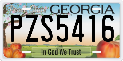 GA license plate PZS5416