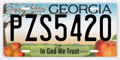 GA license plate PZS5420