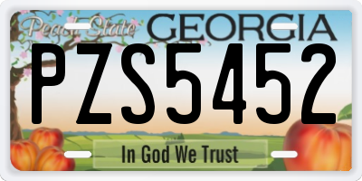 GA license plate PZS5452
