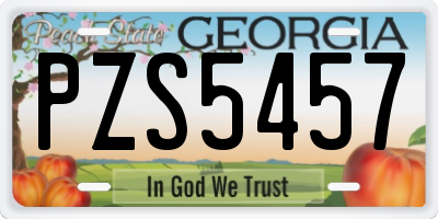 GA license plate PZS5457