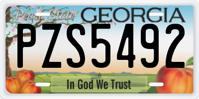 GA license plate PZS5492