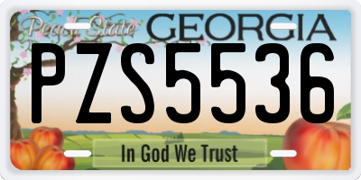 GA license plate PZS5536