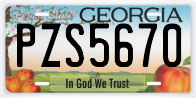 GA license plate PZS5670