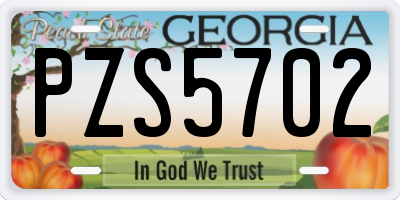 GA license plate PZS5702