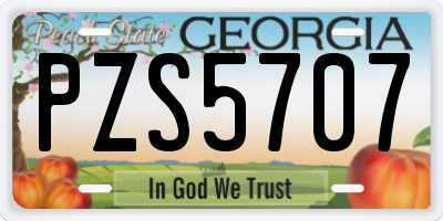 GA license plate PZS5707