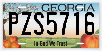 GA license plate PZS5716