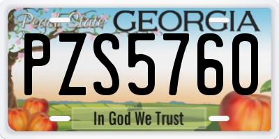 GA license plate PZS5760