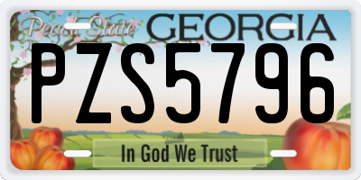 GA license plate PZS5796