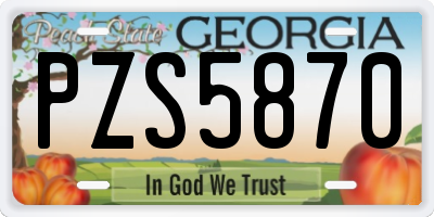 GA license plate PZS5870