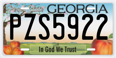 GA license plate PZS5922