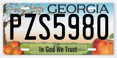 GA license plate PZS5980